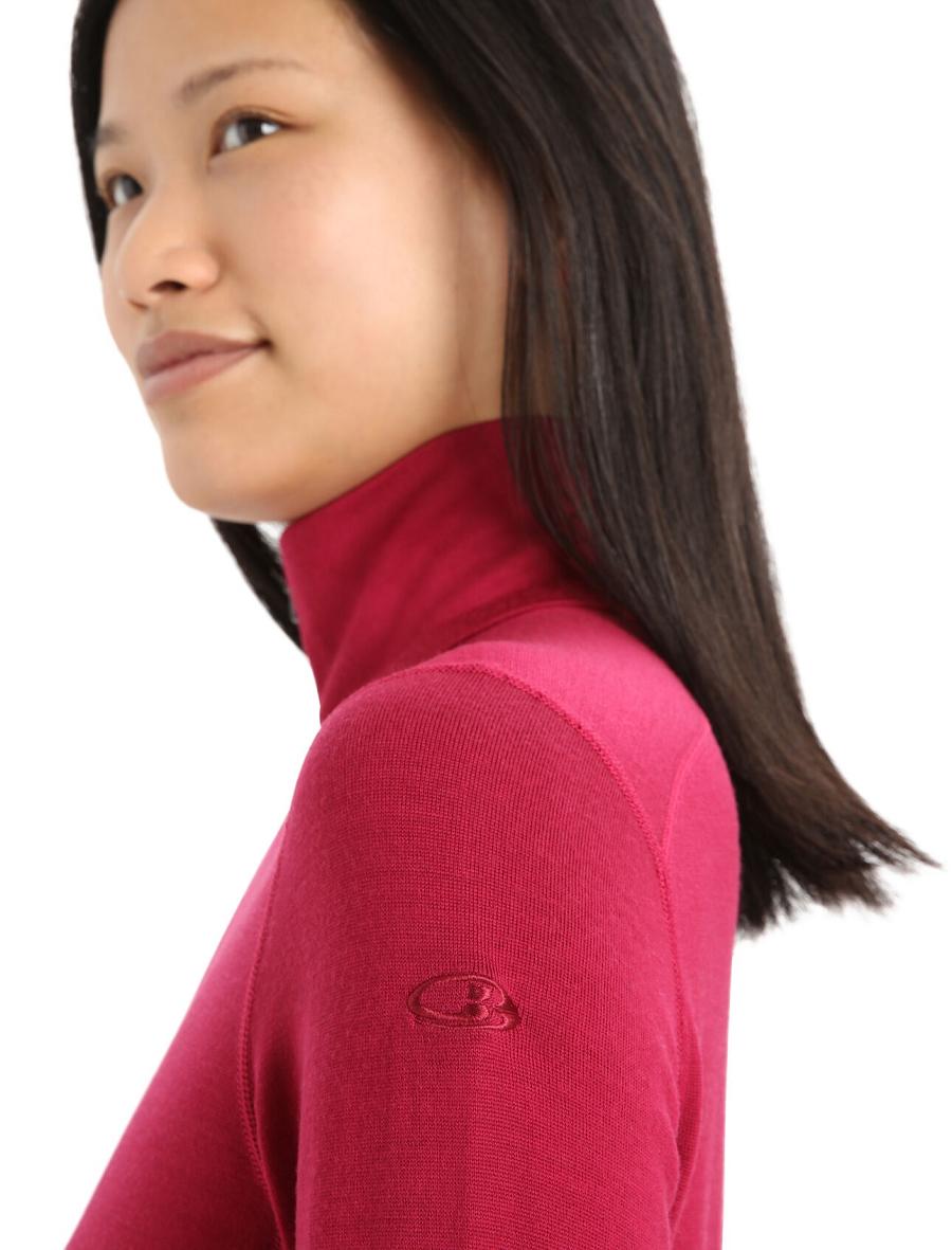 Cherry Icebreaker Merino 260 Tech Long Sleeve Half Zip Thermal Top Women's Base Layers | AU 1913SGLO